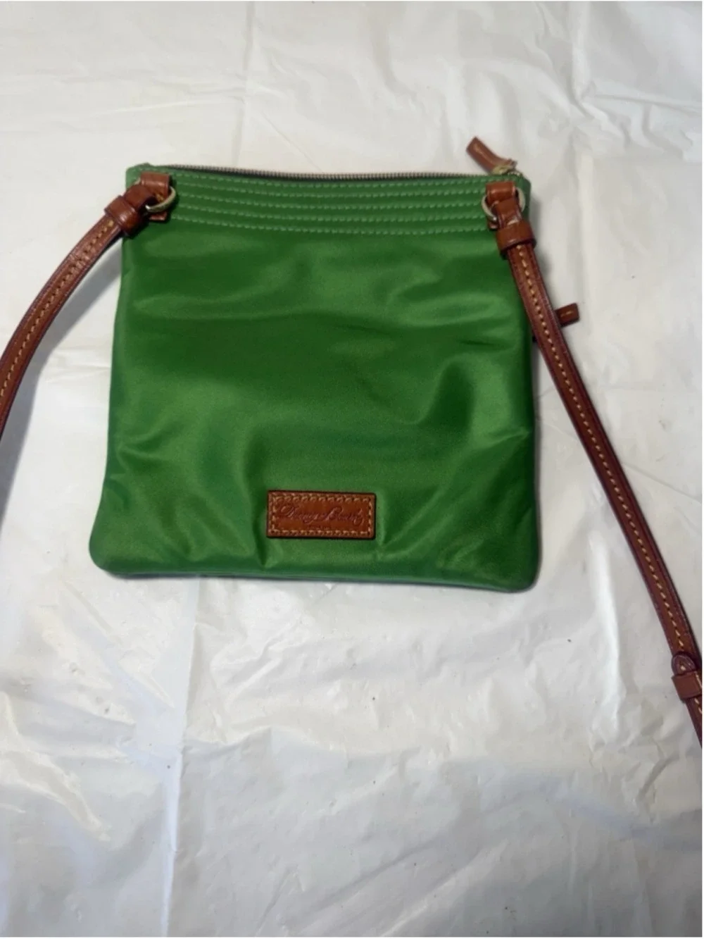 Dooney & Bourke Green Nylon North South Triple Zip Shoulder Crossbody Bag Purse